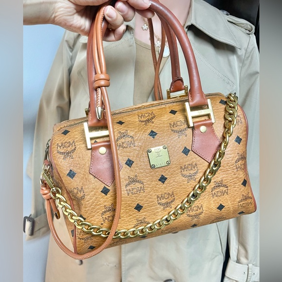 Authentic vintage MCM congnac Boston bag (MCM01)